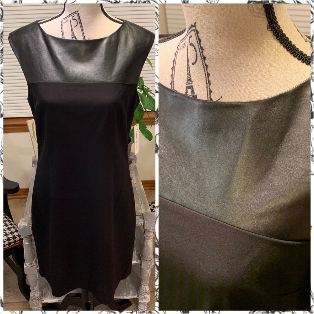 Laundry by Design Black faux leather sleeveless sheath dress Size 8 - Picture 1 of 8